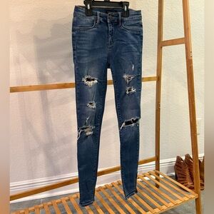 Kendall & Kylie Distressed Skinny Jeans in Blue